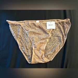 DKNY Tan Lace Side String Panties NWT in size XL